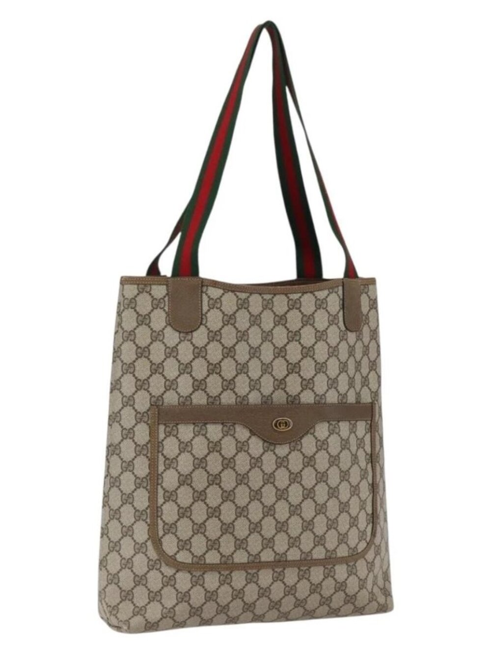 GUCCI GG Supreme Web Sherry Line Tote Bag PVC Beige Gold 39 02 003 Auth 173540 - Picture 2 of 13